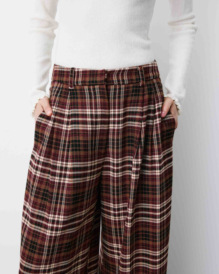 Pantalon tailleur oversize à carreaux cherry Arenzo