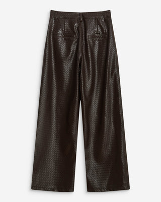 Pantalon barrel similicuir texturé chocolat Artius
