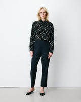 Pantalon cigarette court taille haute marine Armstrong