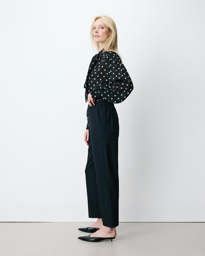 Pantalon cigarette court taille haute marine Armstrong