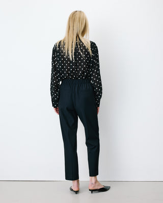 Pantalon cigarette court taille haute marine Armstrong