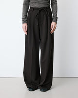 Pantalon tailleur ample ceinture nouable chocolat Ardoise
