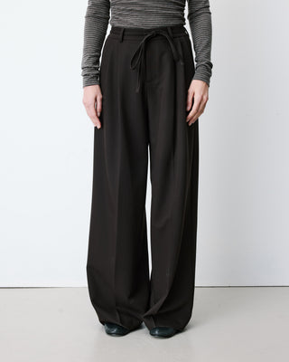 Pantalon tailleur ample ceinture nouable chocolat Ardoise