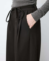 Pantalon tailleur ample ceinture nouable chocolat Ardoise