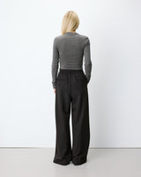 Pantalon tailleur ample ceinture nouable chocolat Ardoise