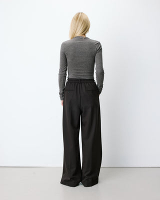 Pantalon tailleur ample ceinture nouable chocolat Ardoise