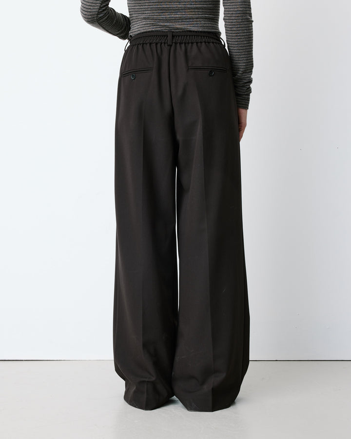Pantalon tailleur ample ceinture nouable chocolat Ardoise