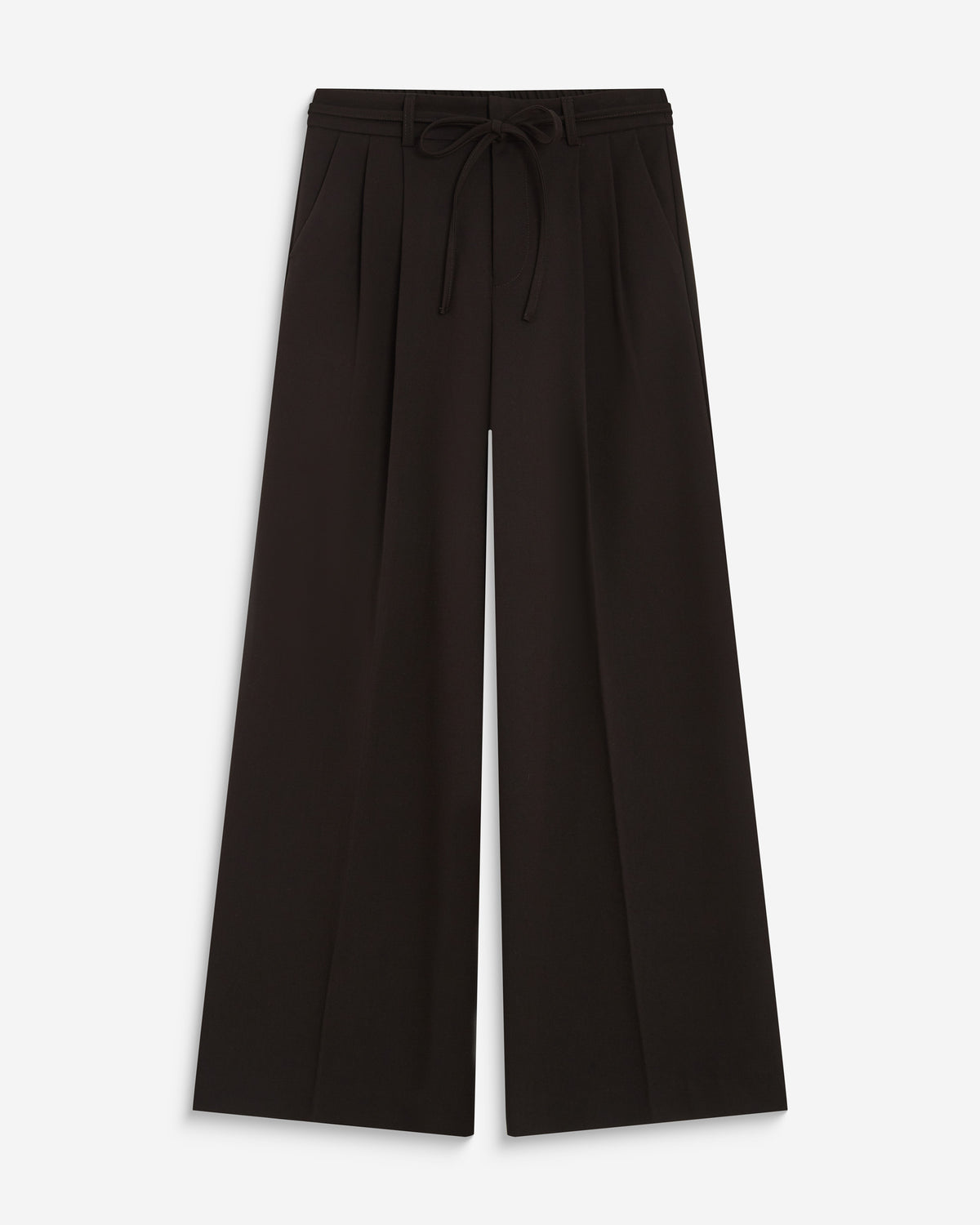 Pantalon tailleur ample ceinture nouable chocolat Ardoise