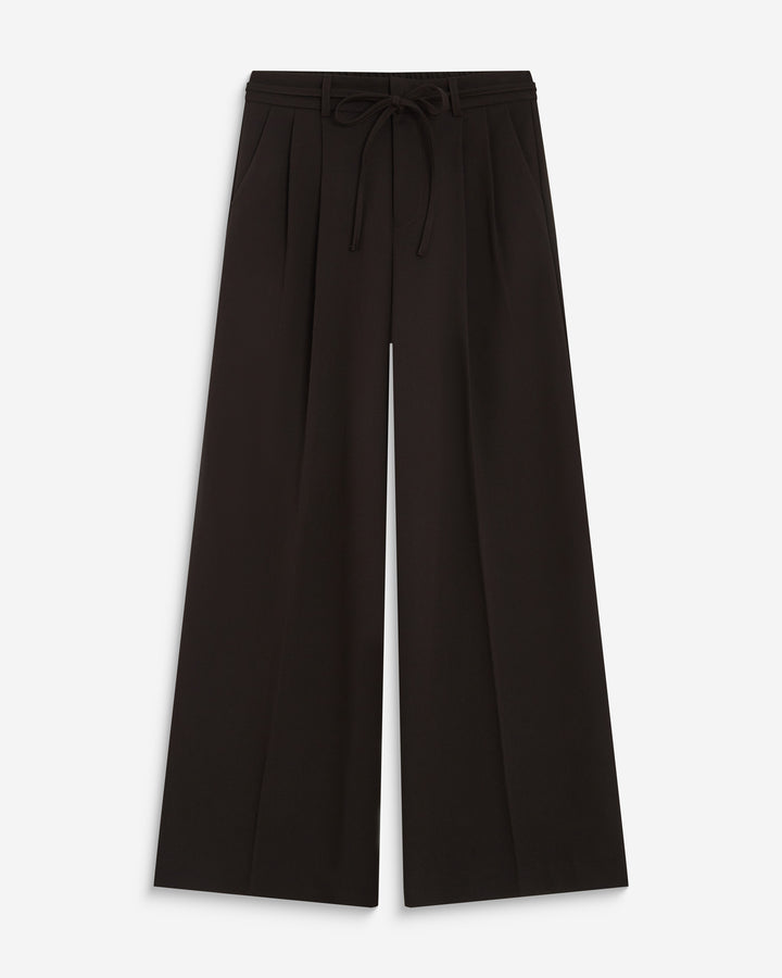 Pantalon tailleur ample ceinture nouable chocolat Ardoise