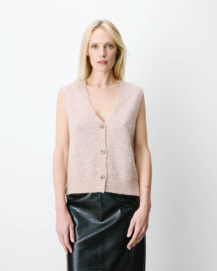 Sleeveless V-neck cardigan beige Nars