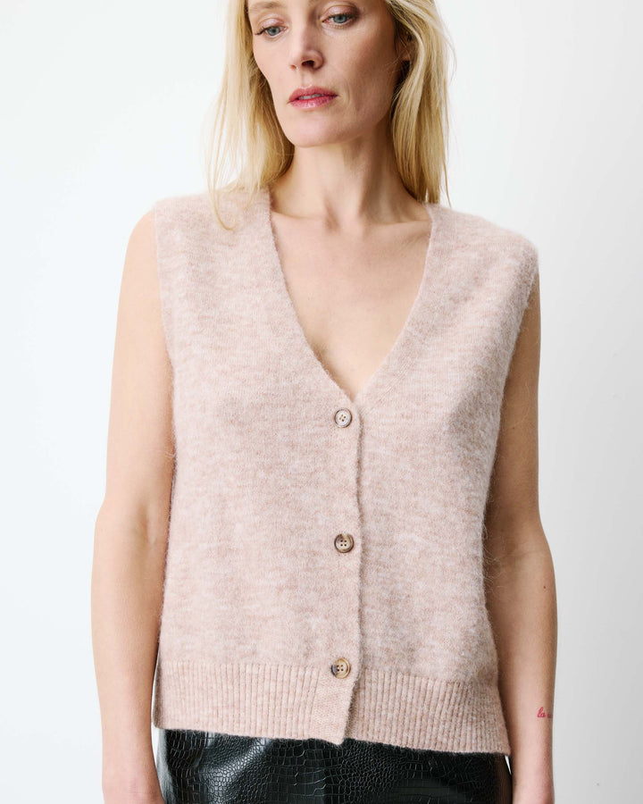 Sleeveless V-neck cardigan beige Nars