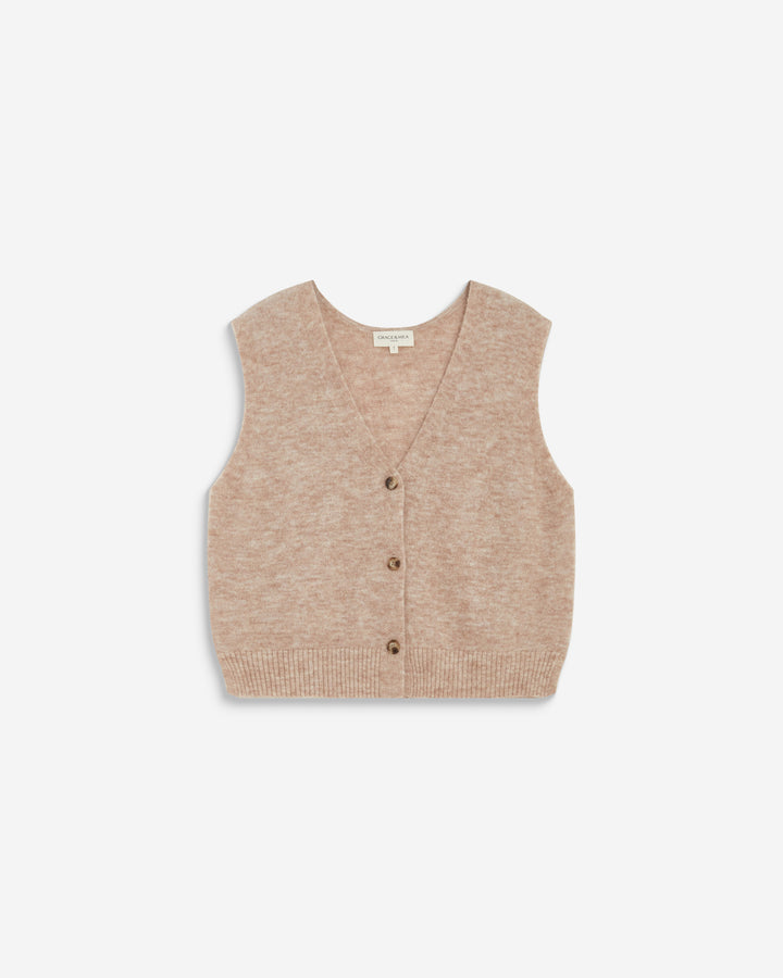 Sleeveless V-neck cardigan beige Nars
