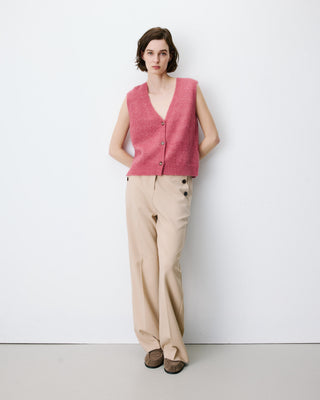 Cardigan sans manches boutonné col V blush Nars