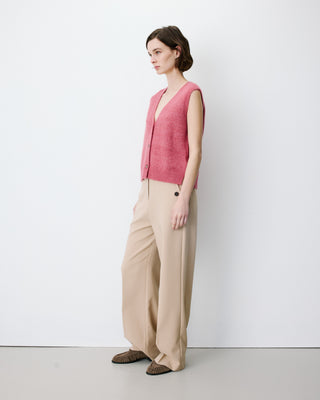 Cardigan sans manches boutonné col V blush Nars