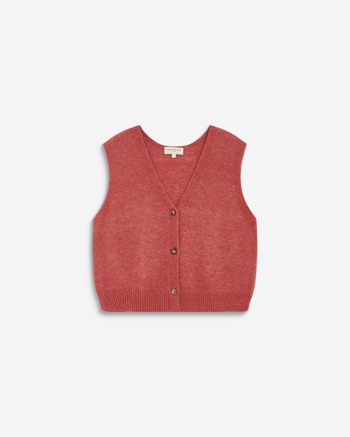 Cardigan sans manches boutonné col V blush Nars
