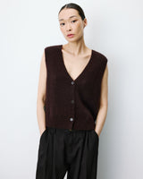 Cardigan sans manches boutonné col V chocolat Nars