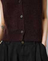 Cardigan sans manches boutonné col V chocolat Nars