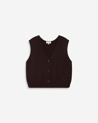 Cardigan sans manches boutonné col V chocolat Nars