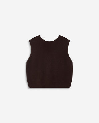Cardigan sans manches boutonné col V chocolat Nars