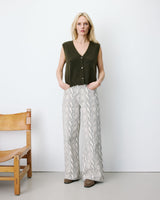 Cardigan sans manches boutonné col V kaki Nars