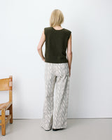 Cardigan sans manches boutonné col V kaki Nars