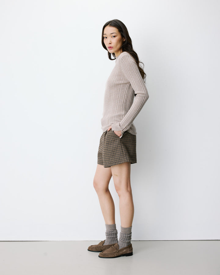 High-neck long-sleeve knit sweater mocha Aloe