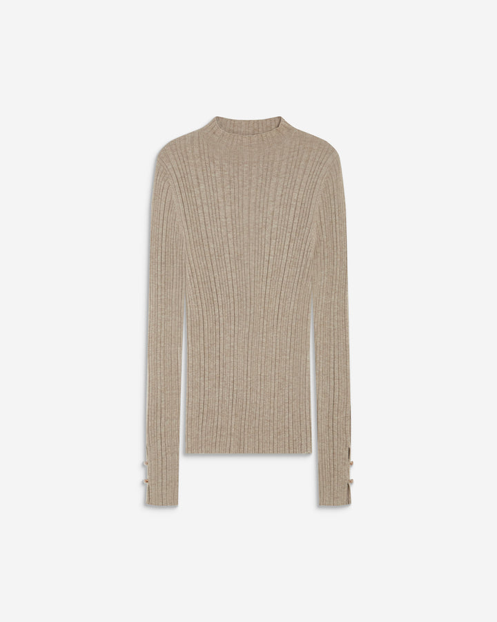 High-neck long-sleeve knit sweater mocha Aloe