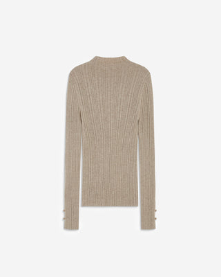 Jersey de punto cuello alto mocha Aloe