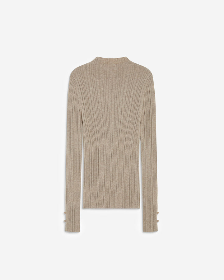 High-neck long-sleeve knit sweater mocha Aloe
