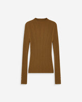 Pull maille fine près du corps col montant olive Aloe