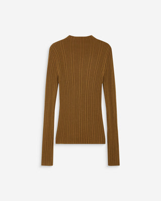 Pull maille fine près du corps col montant olive Aloe