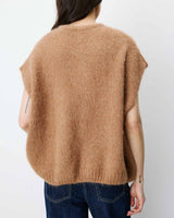 Cardigan loose sans manches col rond camel Addison