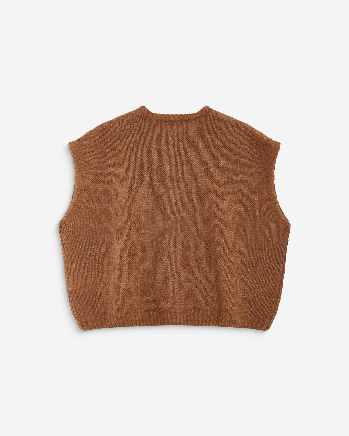 Cardigan loose sans manches col rond camel Addison