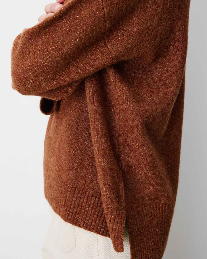 V-neck knit sweater coffee Salvador