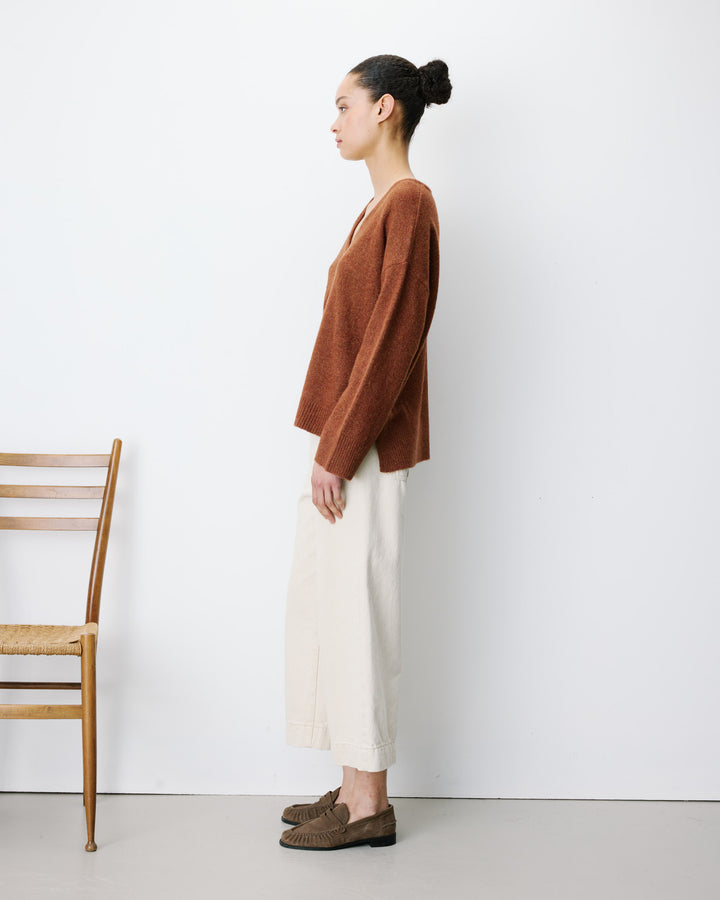 V-neck knit sweater coffee Salvador