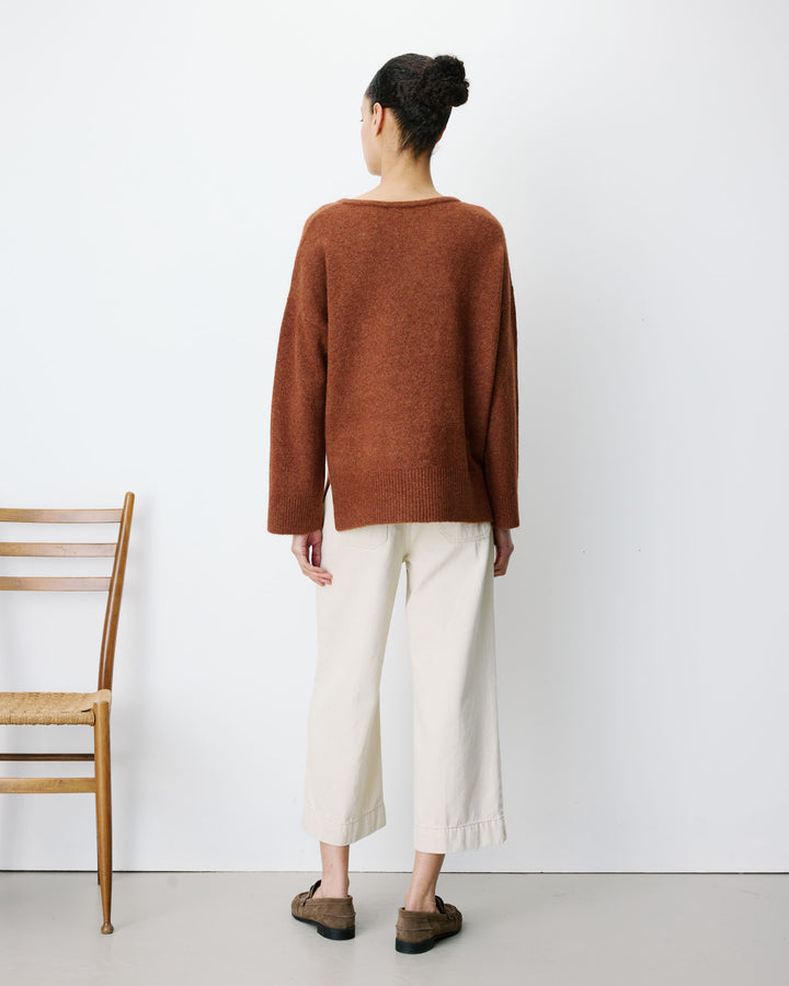 V-neck knit sweater coffee Salvador