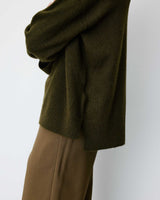 Pull ample col V en maille lurex kaki Salvador