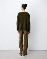 Pull ample col V en maille lurex kaki Salvador