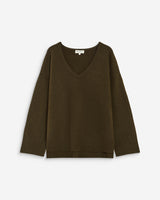Pull ample col V en maille lurex kaki Salvador