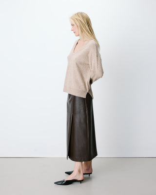Pull ample col V en maille lurex sable Salvador