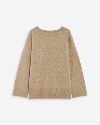 Pull ample col V en maille lurex sable Salvador