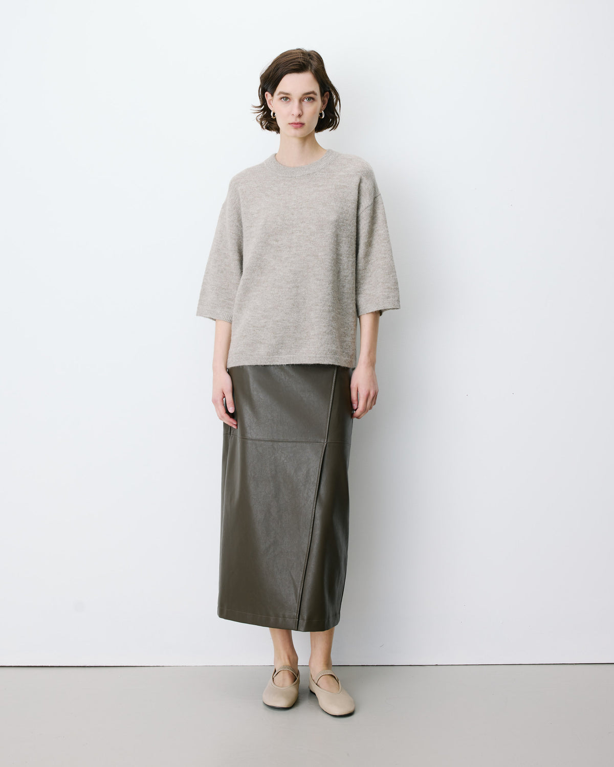 Pull oversize manches 3/4 col rond grege Asher