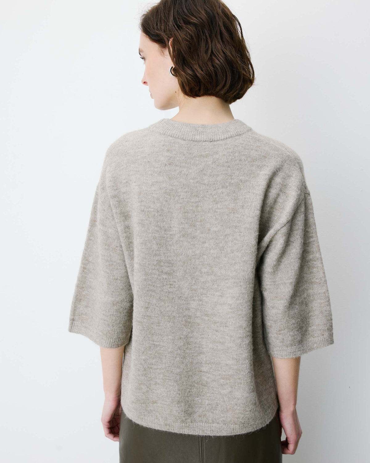 Pull oversize manches 3/4 col rond grege Asher