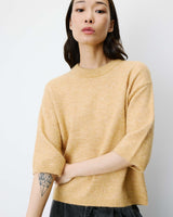 Pull oversize manches 3/4 col rond ocre Asher