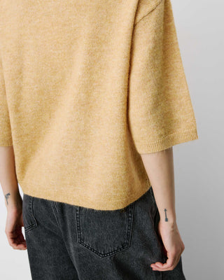 Pull oversize manches 3/4 col rond ocre Asher