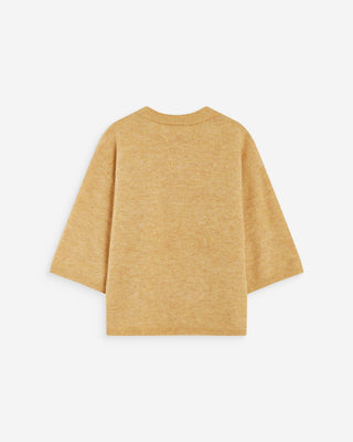 Pull oversize manches 3/4 col rond ocre Asher