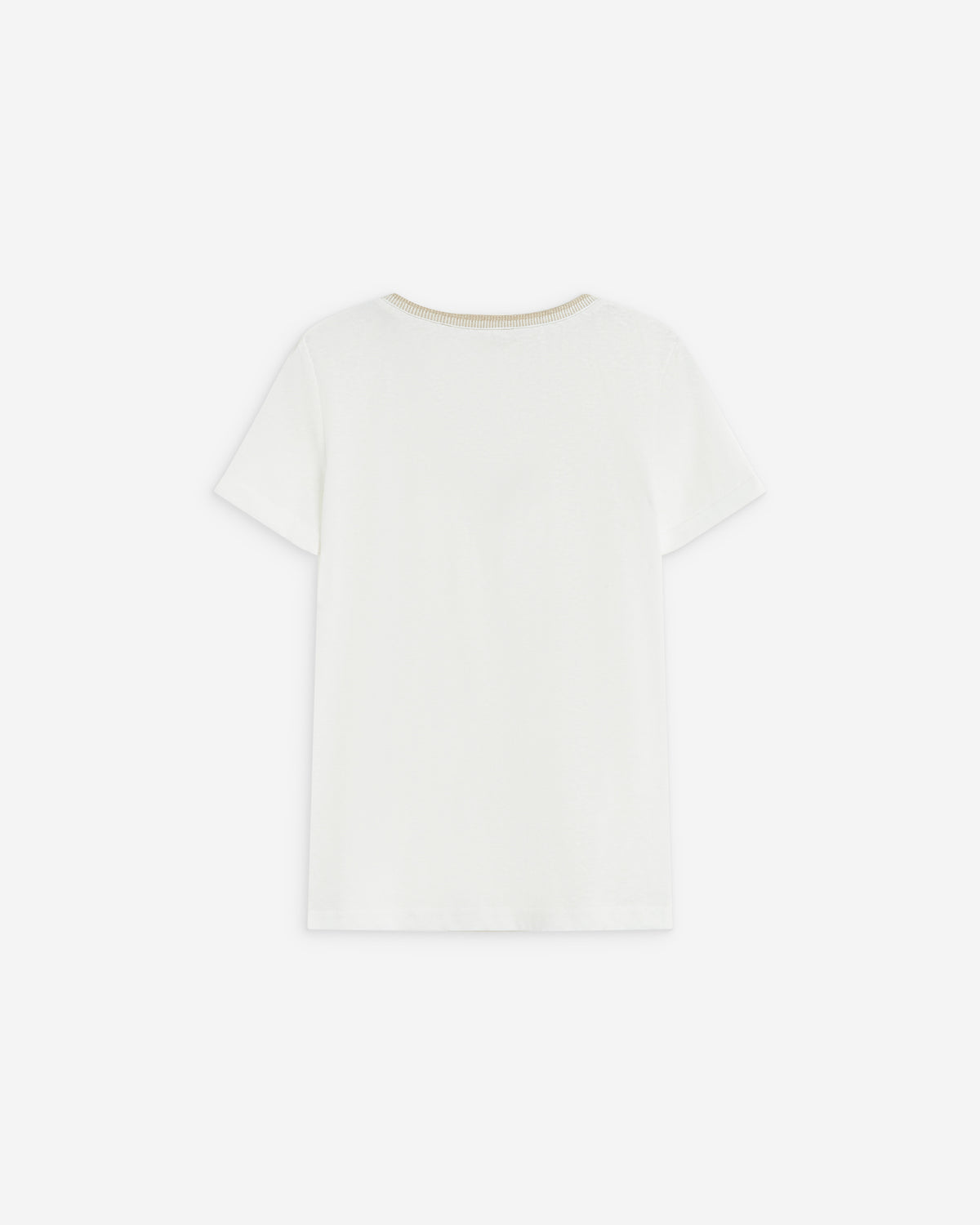 T-shirt manches courtes col V contrasté ivoire Aurelien