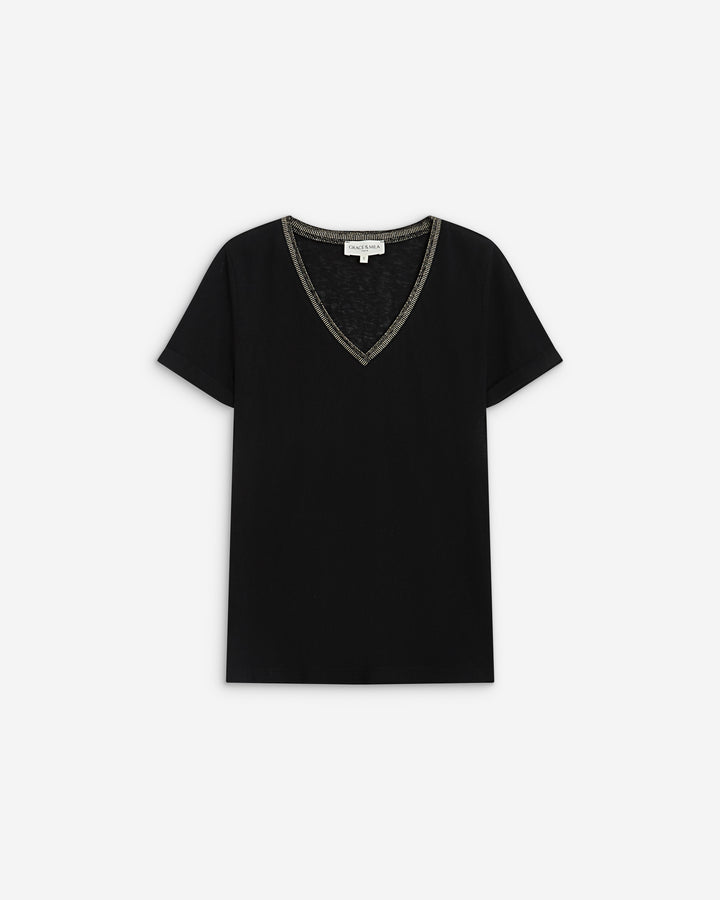 Camiseta de manga corta noir Aurelien