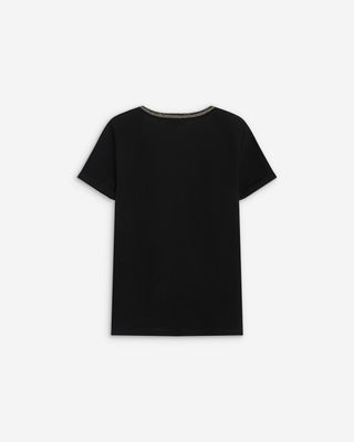 T-shirt manches courtes col V contrasté noir Aurelien