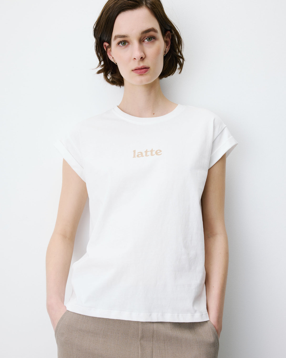 Cotton short-sleeve slogan T-shirt ivoire Atlas
